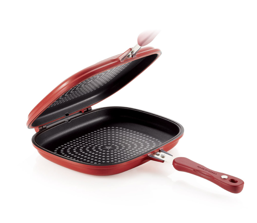 <h1>Patelnia Dwustronna – do Ryb<br><small>Gotuj używając <strong>dwóch stron</strong><br>bez obaw o <strong>zapach i dym</strong></small></h1>