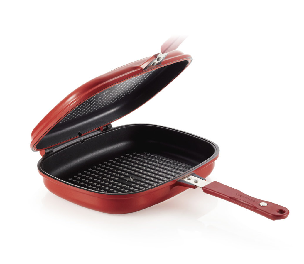 <h1>Patelnia Dwustronna – Jumbo<br><small>Gotuj używając <strong>dwóch stron</strong><br>bez obaw o <strong>zapach i dym</strong></small></h1>