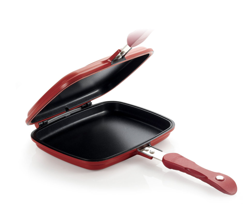 <h1>Patelnia Dwustronna – Mini<br><small>Gotuj używając <strong>dwóch stron</strong><br>bez obaw o <strong>zapach i dym</strong></small></h1>