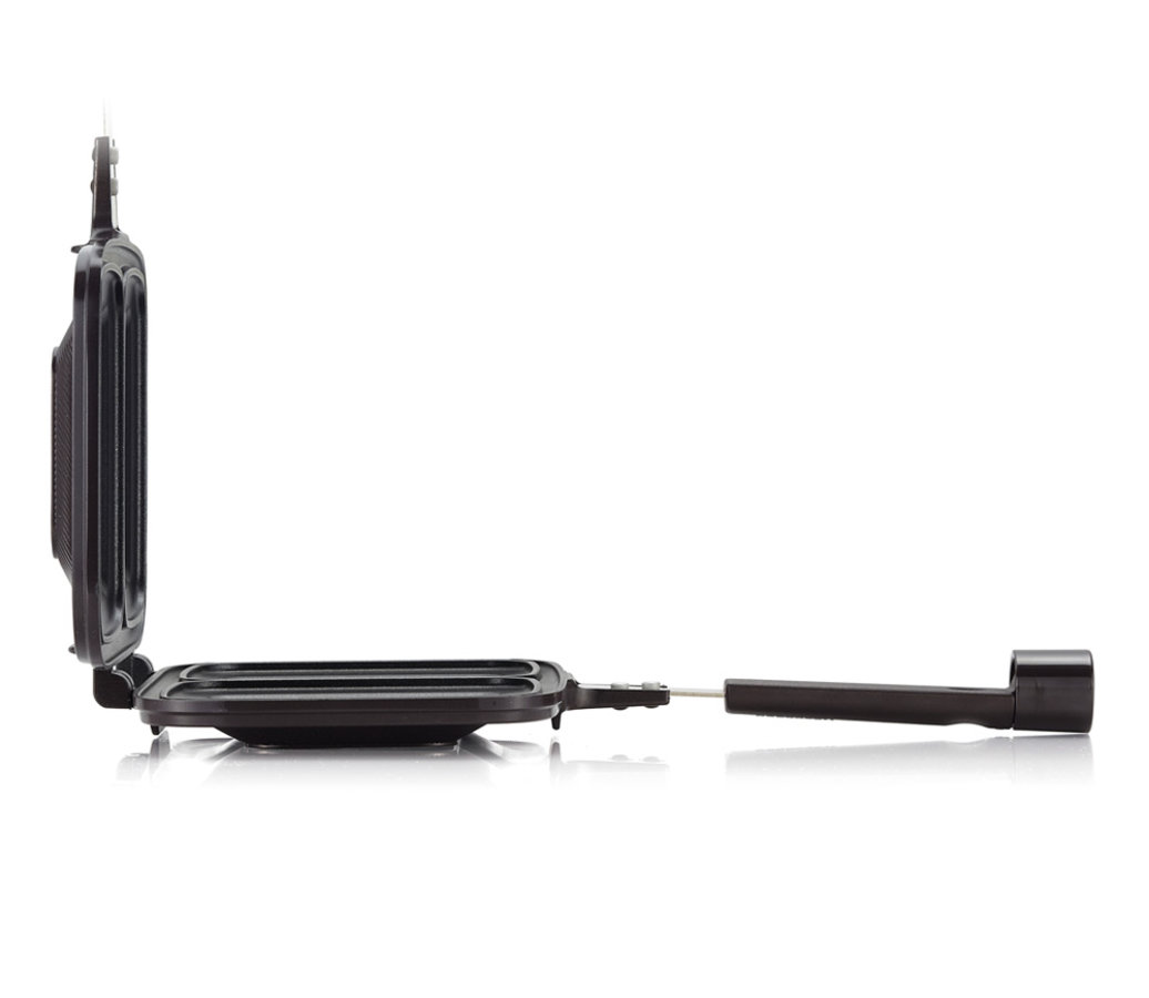 <h1>Patelnia dwustronna – opiekacz<br><small>Gotuj używając <strong>dwóch stron</strong><br>bez obaw o <strong>zapach i dym</strong></small></h1>