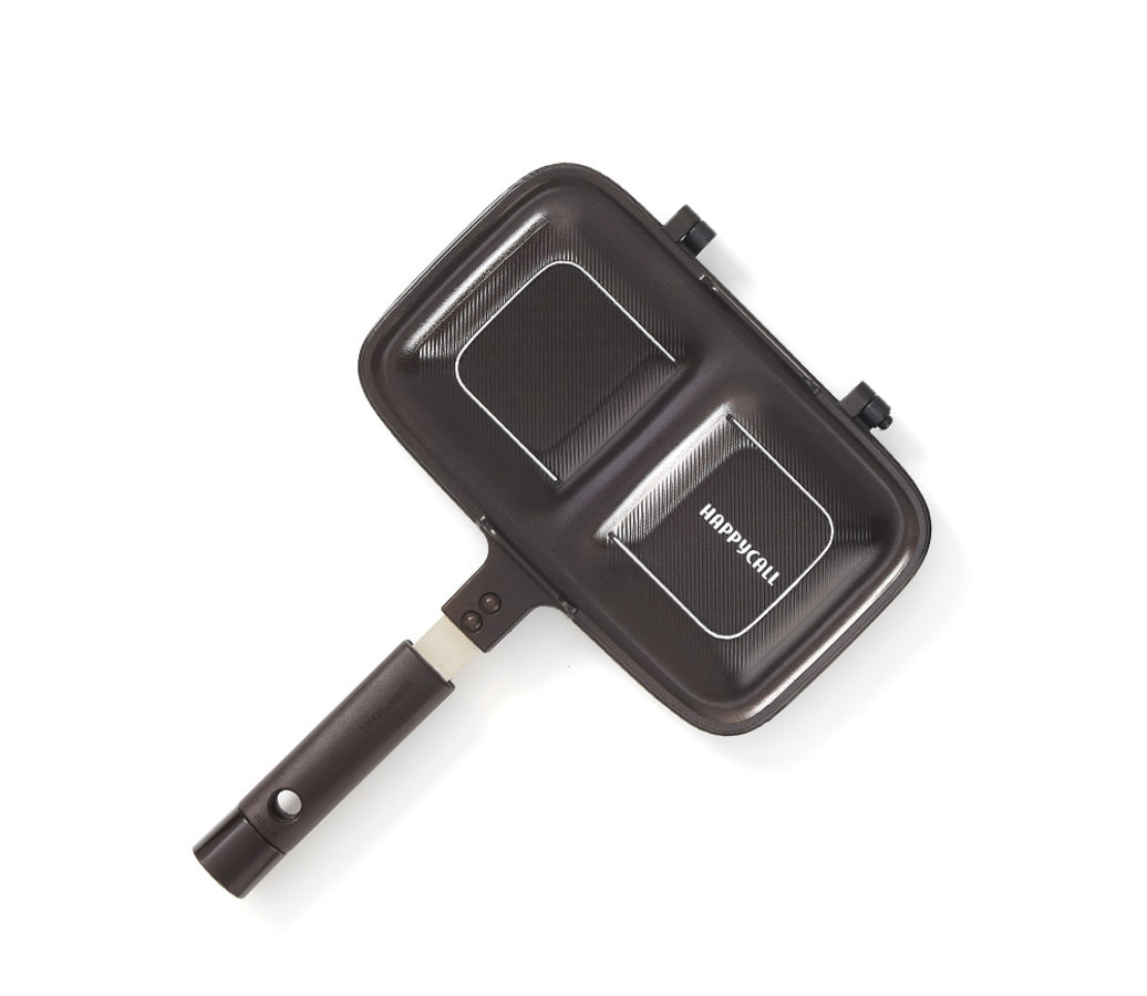 <h1>Patelnia dwustronna – opiekacz<br><small>Gotuj używając <strong>dwóch stron</strong><br>bez obaw o <strong>zapach i dym</strong></small></h1>