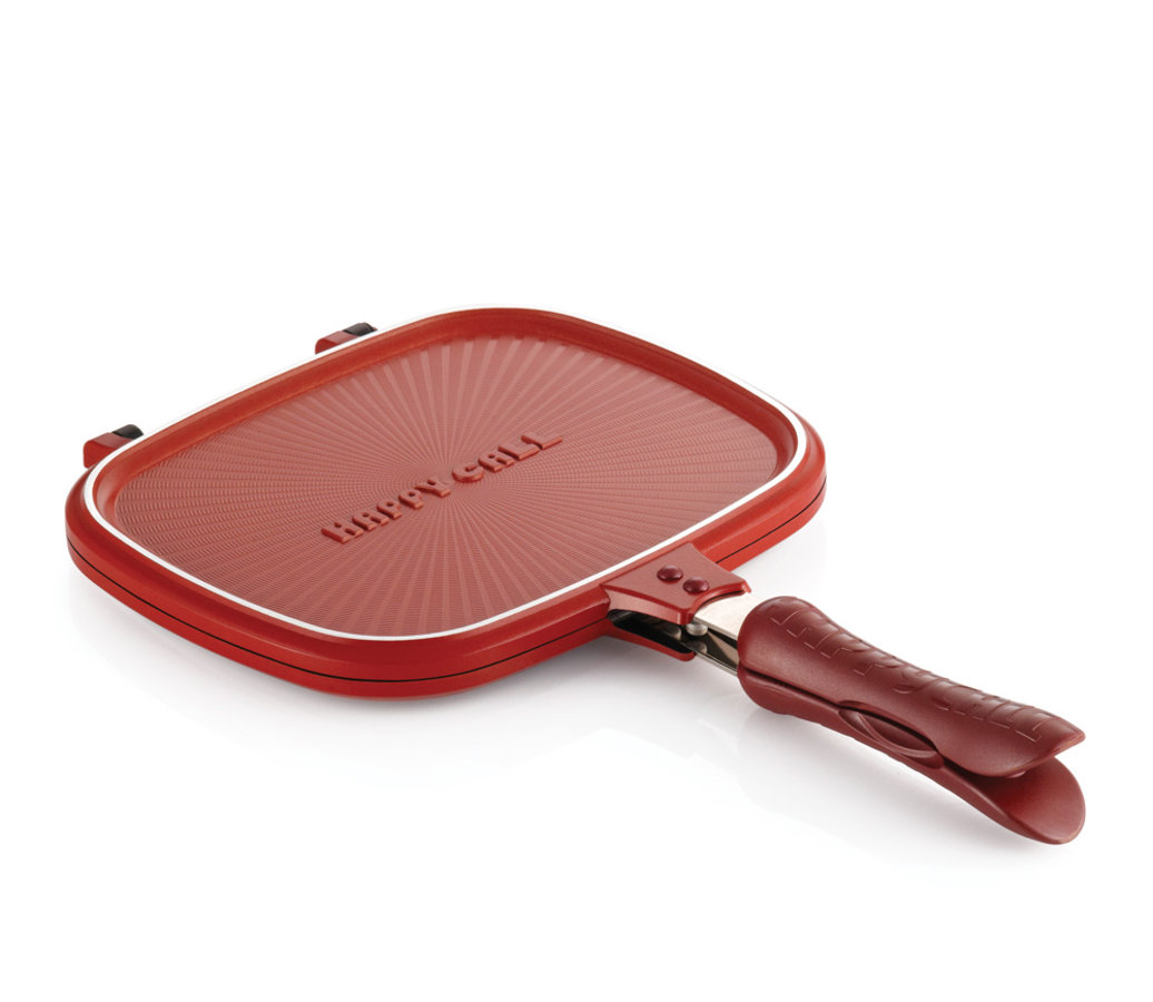 <h1>Patelnia dwustronna  – płaska<br><small>Gotuj używając <strong>dwóch stron</strong><br>bez obaw o <strong>zapach i dym</strong></small></h1>