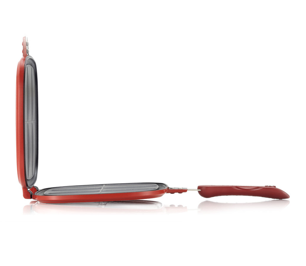 <h1>Patelnia dwustronna  – płaska<br><small>Gotuj używając <strong>dwóch stron</strong><br>bez obaw o <strong>zapach i dym</strong></small></h1>